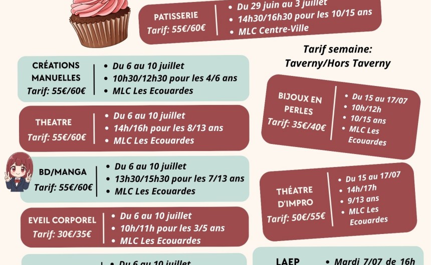 Programmes des vacances d'été 2026